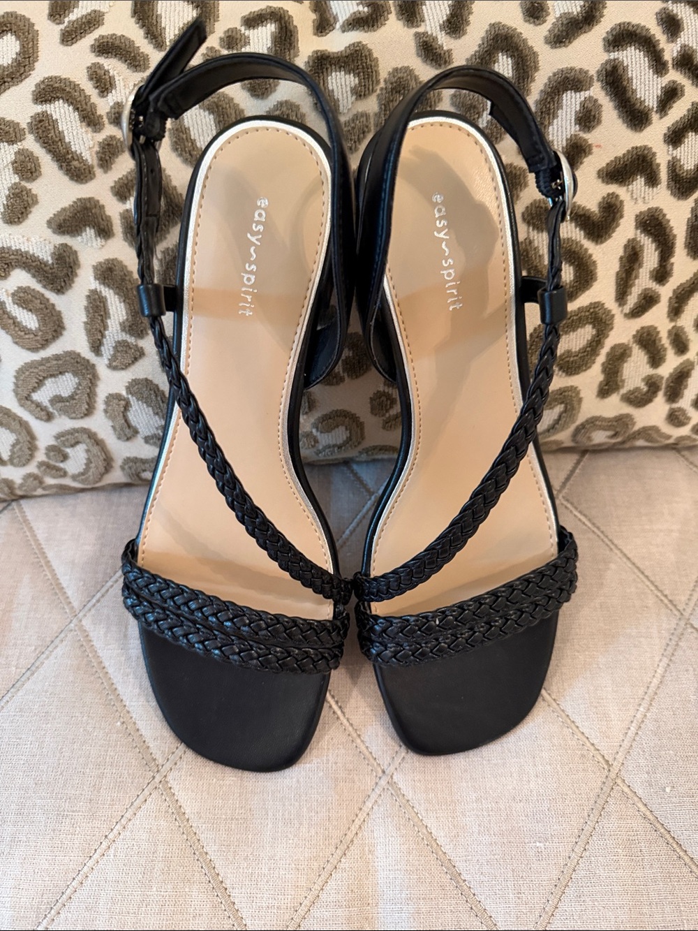 Easy Spirit Black Braided Slingback Heels